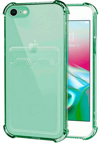 Apple iPhone 8 Kılıf Darbe Emici Köşe Korumalı Kartlıklı Cüzdanlı Silikon Kapak
