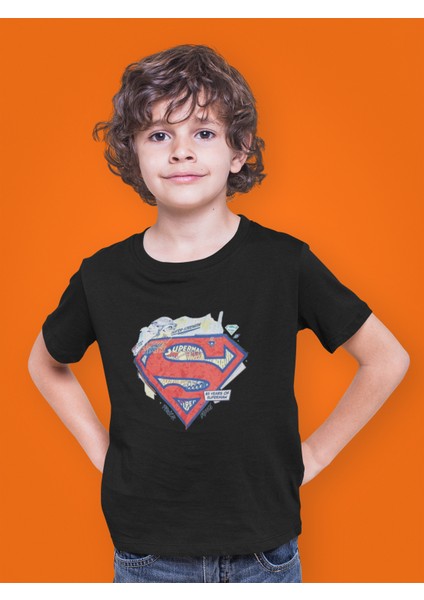 Superman Baskılı Bisiklet Yaka Çocuk Tshırt