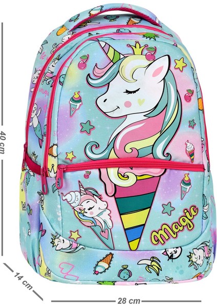Ilkokul Unicorn Desenli Kız Çocuk Ilkokul Çantası + Beslenme Çantası fırsatları