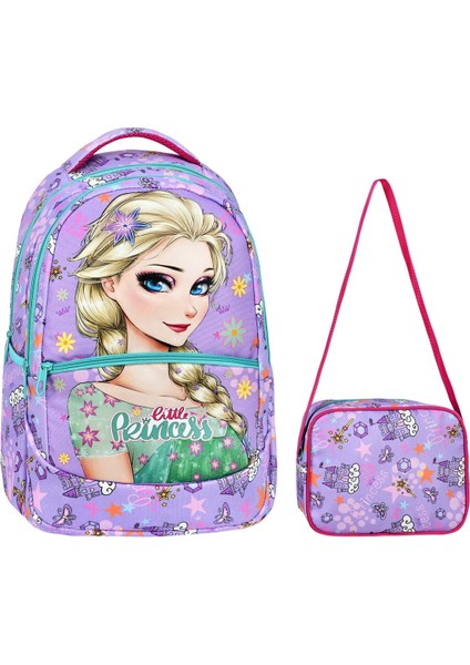 Ilkokul Frozen Desenli Kız Çocuk Ilkokul Çantası + Beslenme Çantası