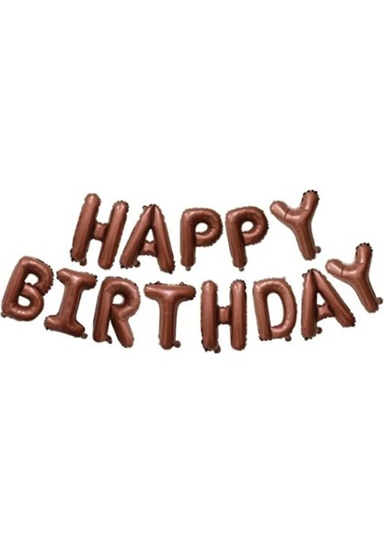 Happy Bırthday Çikolata Kahve Renk Folyo Balon Seti