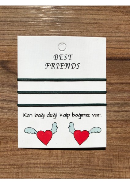 Üçlü Best Friends Basic Ip Bileklik (Yeşil)