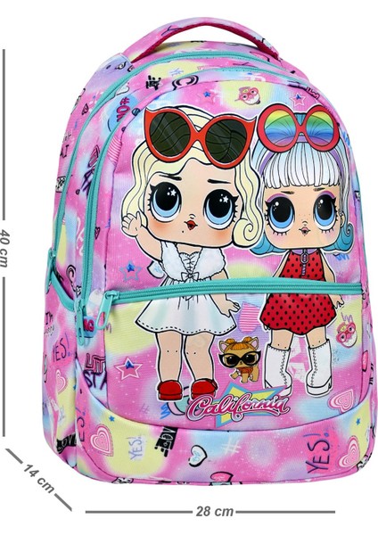 Ilkokul Renkli Desenli Kız Çocuk Ilkokul Çantası + Beslenme Çantası fırsatları