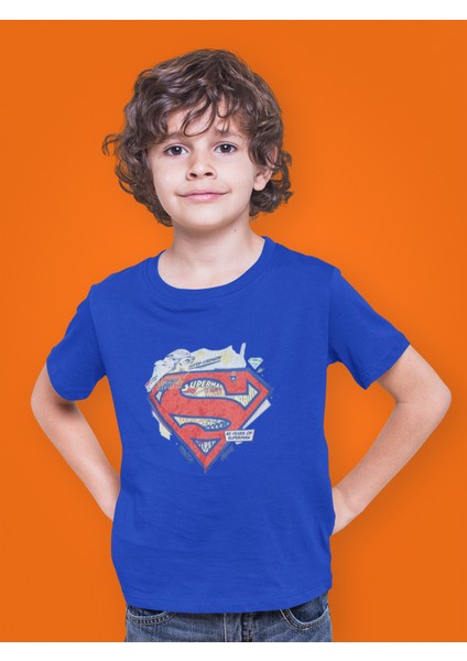 Superman Baskılı Bisiklet Yaka Çocuk Tshırt