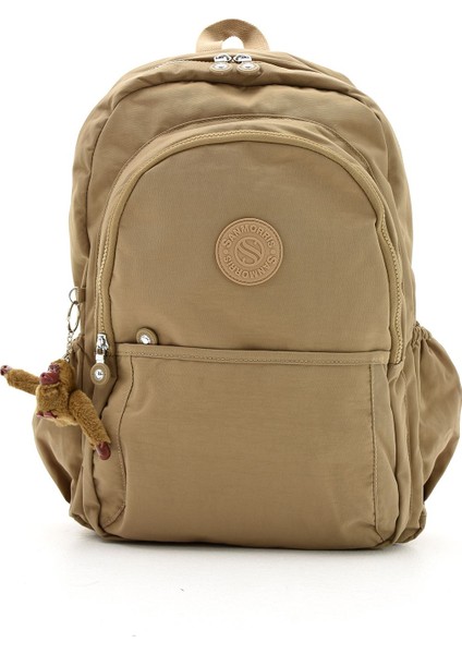 Sanmorris Unisex Suya Dayanıklı Krinkıl Kumaş Çok Gözlü Büyük Boy Okul ve Sırt Çantası