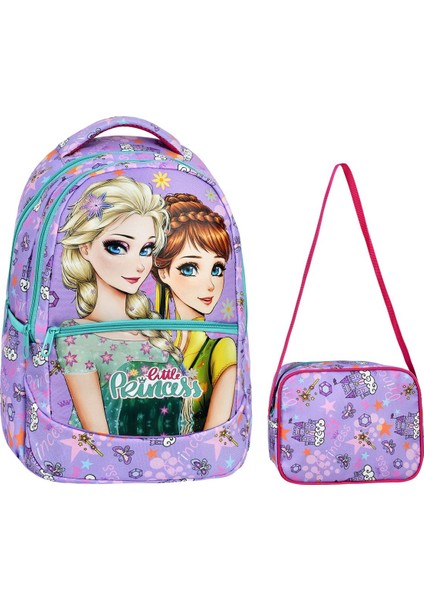 Ilkokul Frozen Desenli Kız Çocuk Ilkokul Çantası + Beslenme Çantası