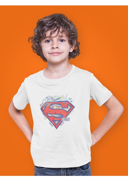 Superman Baskılı Bisiklet Yaka Çocuk Tshırt