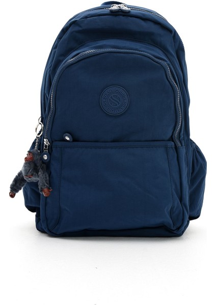 Sanmorris Unisex Suya Dayanıklı Krinkıl Kumaş Çok Gözlü Büyük Boy Okul ve Sırt Çantası