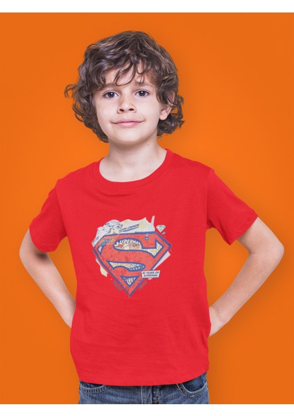 Superman Baskılı Bisiklet Yaka Çocuk Tshırt
