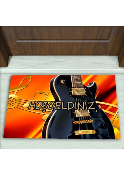 Gitar Desenli Dekoratif Kapı Önü Paspası No: 1351