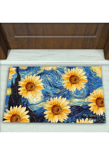 Papatya Desenli Dekoratif Kapı Önü Paspası No: 1851