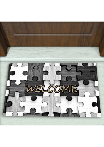 Yapboz Desenli Dekoratif Kapı Önü Paspası No: 1715