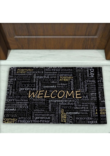 Yazı Desenli Dekoratif Kapı Önü Paspası No: 1787