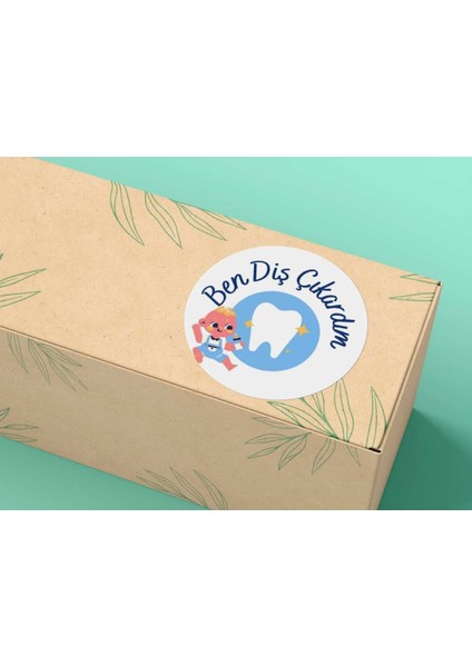 Ben Diş Çıkardım Sticker Diş Buğdayı Erkek Bebek Mavi Yuvarlak Mat Etiket 4 cm 33 Adet