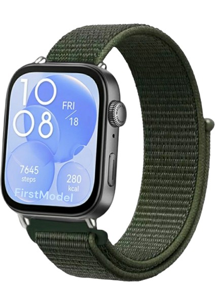 Huawei Watch Fit 3,4,4 Pro Uyumlu Cırtlı Bant Kordon Pim Çevirici Aparatı ile Akıllı Pimli Haki