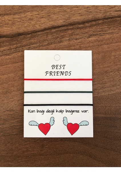 Üçlü Best Friends Basic Ip Bileklik (Haki Yeşil-Kırmızı-Siyah)