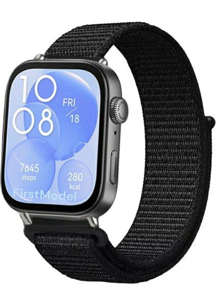 Huawei Watch Fit 3,4,4 Pro Uyumlu Cırtlı Bant Kordon Pim Çevirici Aparatı ile Akıllı Pimli Siyah