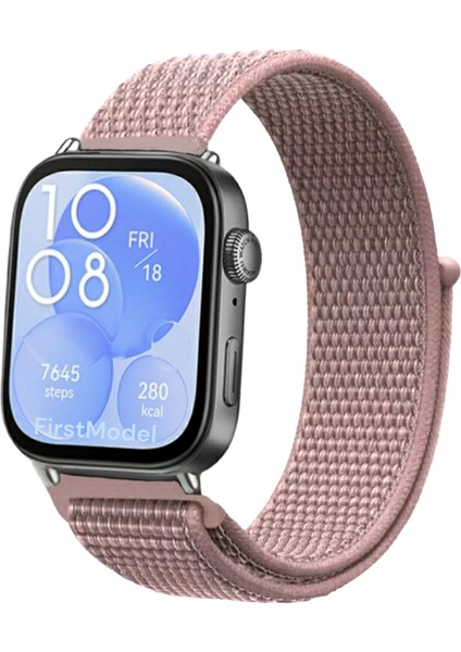 Huawei Watch Fit 3,4,4 Pro Uyumlu Cırtlı Bant Kordon Pim Çevirici Aparatı ile Akıllı Pimli Rose Gold