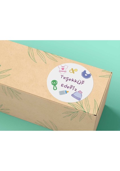 Baby Teşekkür Ederiz Sticker Biberon Bebek Giysisi Mat Etiket 4 cm 33 Adet