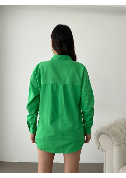 Kadın Uzun Kollu Düşük Omuz Oversize Gömlek