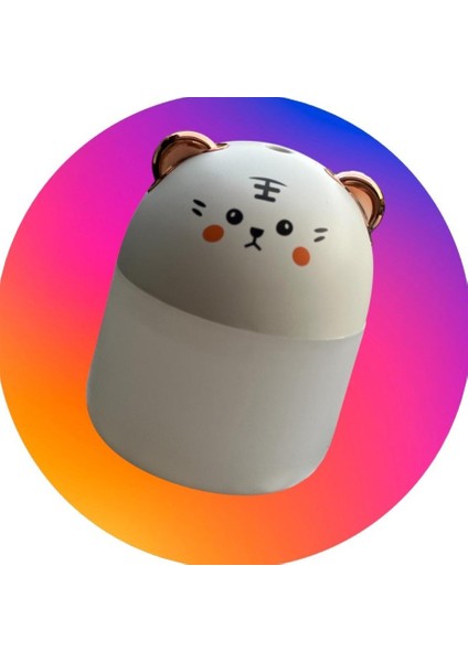 Rgb Ledli Taşınabilir Hava Nemlendiricisi Kedi Tasarımlı Buhar Makinesi Renkli Usbli Gece Lambası