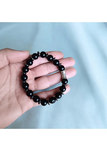 Siyah Parlak Oniks Bileklik 10MM Doğal Taş Bileklik Orijinal Doğal Taş fiyatları