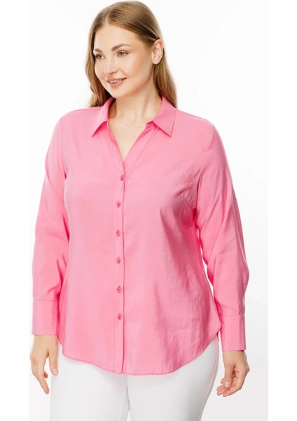 Kadın Düğmeli Uzun Kol Gömlek 1534 Pink fiyatları