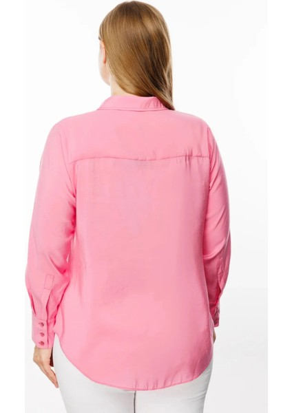 Kadın Düğmeli Uzun Kol Gömlek 1534 Pink modelleri