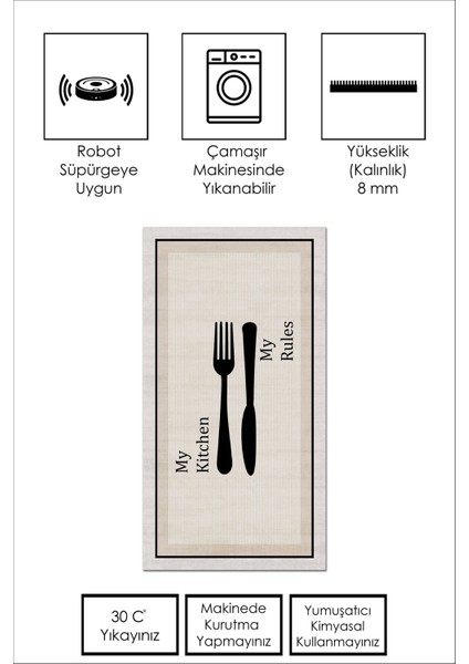 Makinede Yıkanabilir Kaymaz Taban Leke Tutmaz Bej Mutfak Halısı Mutfak Kesme Yolluk fiyatları