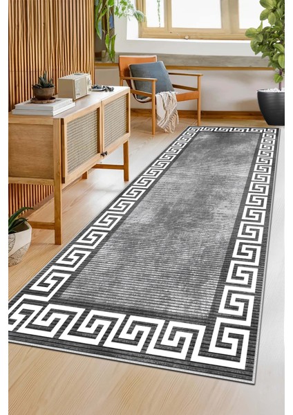 Makinede Yıkanabilir Kaymaz Taban Leke Tutmaz Oval Yolluk Ev Dekorasyonu Için Gri Kesme Yolluk