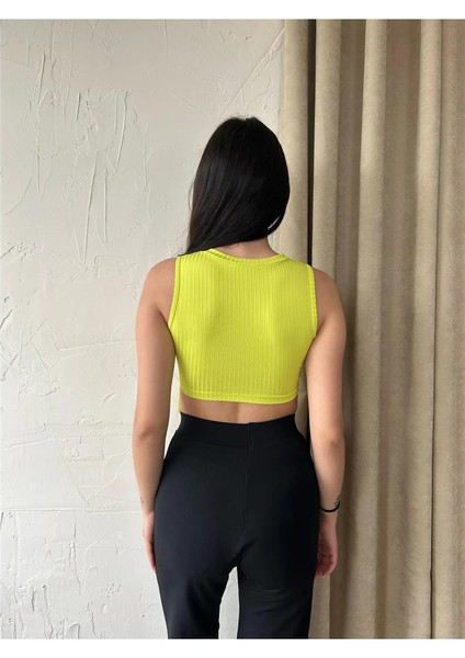 Kadın Halter Yaka Püsküllü Kolsuz Crop Top