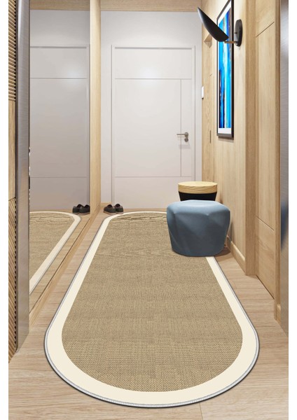 Makinede Yıkanabilir Kaymaz Taban Leke Tutmaz Oval Yolluk Ev Dekorasyonu Için Hasırlı Kesme Yolluk