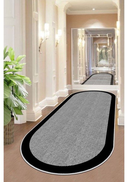 Makinede Yıkanabilir Kaymaz Taban Leke Tutmaz Oval Yolluk Ev Dekorasyonu Için Gri Kesme Yolluk