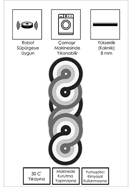 Lavita Home Makinede Yıkanabilir Kaymaz Taban Leke Tutmaz Oval Yolluk Ev Dekorasyonu Için Gri Kesme Yolluk