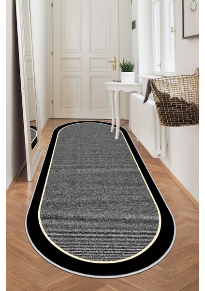 Makinede Yıkanabilir Kaymaz Taban Leke Tutmaz Oval Yolluk Ev Dekorasyonu Için Gri Kesme Yolluk