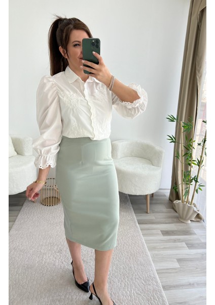 Mint Yeşili Midi Boy Kalem Etek fiyatları
