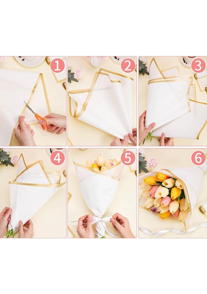 Çiçek Ambalaj Kağıdı 20 Adet Altın Kenarlı Yapay Çiçek Kuru Çiçek Canlı Çiçek Buket Kağıdı fırsatları