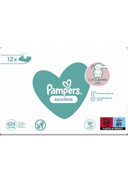 Pampers Sensitive Hassas Islak Bebek Havlusu 52X12 Adet (624 Yaprak)