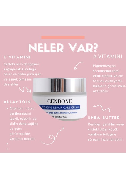 Nemlendirici ve Onarıcı Yüz ve Vücut Bakım Kremi 50 ml