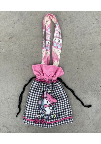 Sanrio Kawaii Kuromi My Melody Damalı Hello Kitty Cinnamoroll Büzgülü Kumaş Çanta Hediye fiyatları