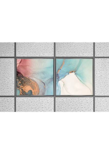 60X60 LED Panel Aydınlatma Armatür Avize Sıva Altı Desenli 1x2 Ikili Grup 46510860SA
