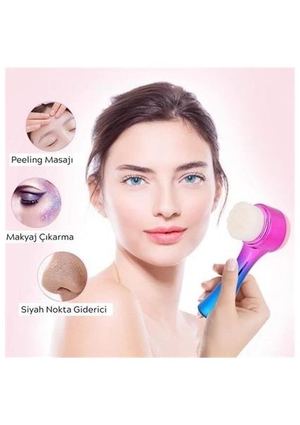 Buffer Çift Işlevli Renkli Cilt Yüz Temizleme Fırçası Peeling Masaj Etkili Gözenek Temizleyici Alet