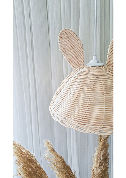 Bilge Bohem 1 Rattan Bambu Hasır Tavşan Kulak Çocuk Odası Avize 20-37 cm Bej E27 Bebek / Çocuk Odası Bambu Rust