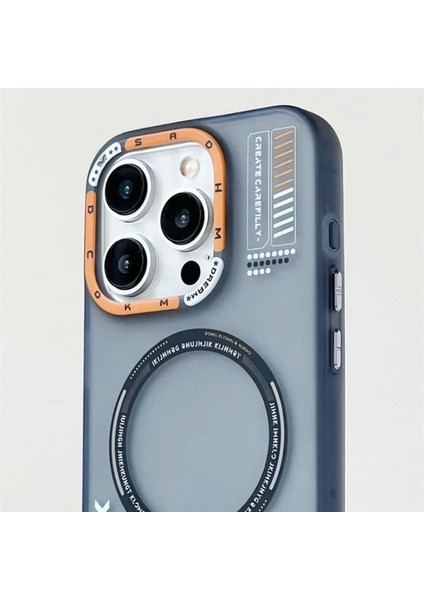 Apple iPhone 13 Pro Uyumlu Mat Magsafe Özellikli Kamera Koruma Çerçeveli Metal Tuşlu Kılıf