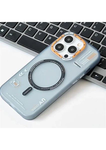 Apple iPhone 13 Pro Max Uyumlu Mat Magsafe Özellikli Kamera Koruma Çerçeveli Metal Tuşlu Kılıf