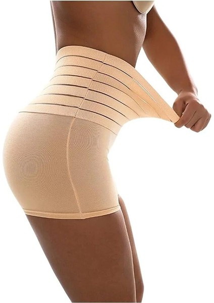 TECHNO 8Q Yüksek Bel Dikişsiz Vücut Şekillindirici Kadın Süperelastik Shapewear Boxer Külot Korse Ikili Set