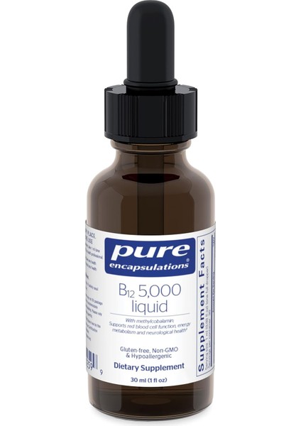 Pure Encapsulations Vitamin B12 Methylcobalamin 5000 Mcg 30 ml Liquid B12 Vitamini Metilkobalamin 30 ml Sıvı Form