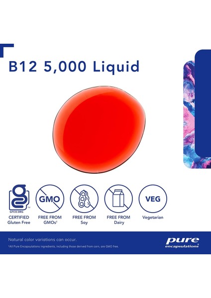 Pure Encapsulations Vitamin B12 Methylcobalamin 5000 Mcg 30 ml Liquid B12 Vitamini Metilkobalamin 30 ml Sıvı Form