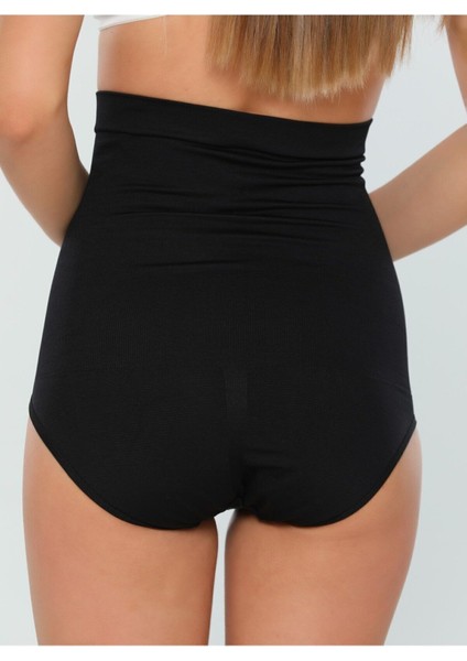 Siyah Yüksek Bel Göğüs Altı Silikonlu Underbust Alt Karın Göbek Toparlayıcı Inceltici Slip Korse