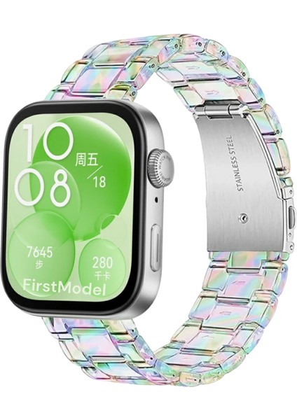 Huawei Watch Fit 3 Uyumlu Reçine Kordon (Pim Çevirici Aparatı ile Akıllı Pimli) Hologram